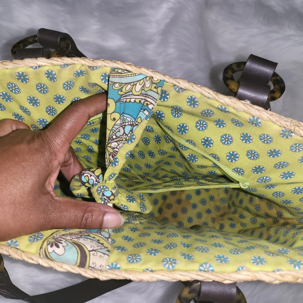 Vera Bradley Blue and Green Paisley Woven Tote
